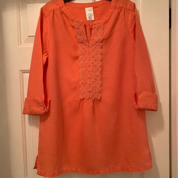Lands' End Tops - Lands’ End Linen Tunic in Coral - size 8